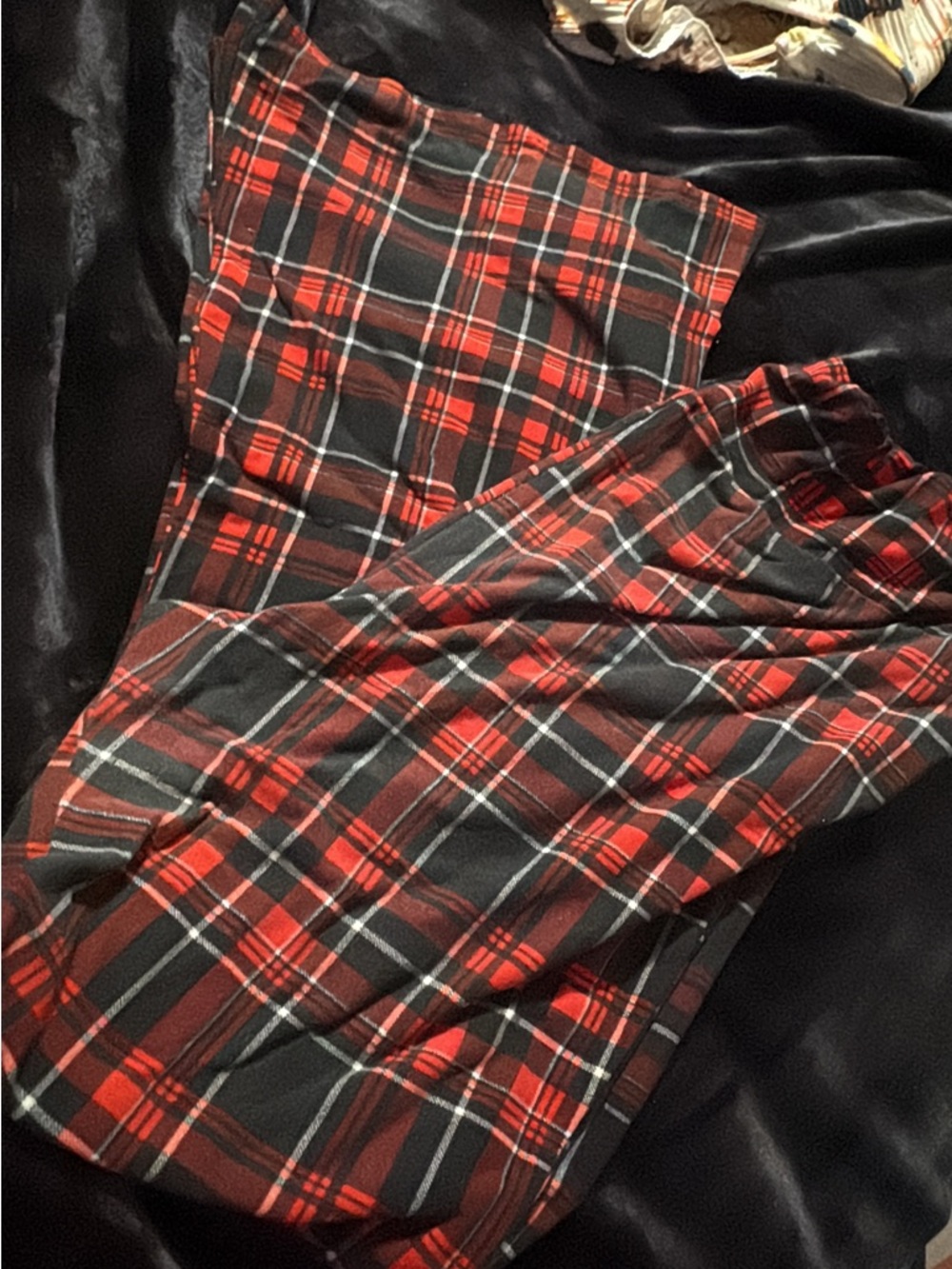 Red & Black Plaid Flare Pants
